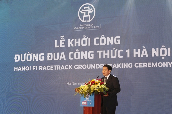 Chủ tịch UBND TP Hà Nội Nguyễn Đức Chung phát biểu tại lễ khởi công.